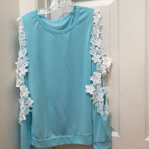 Shein Baby Blue Long Sleeve Top, S